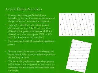 Crystal Planes &amp; Indices
