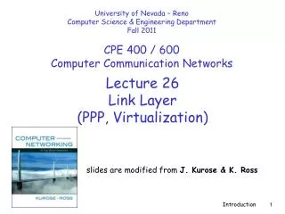 Lecture 26 Link Layer (PPP, Virtualizatio n )