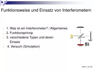 Funktionsweise und Einsatz von Interferometern