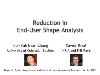 Reduction in End-User Shape Analysis