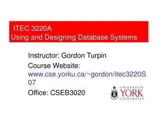 ITEC 3220A Using and Designing Database Systems