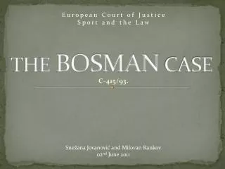 THE BOSMAN CASE