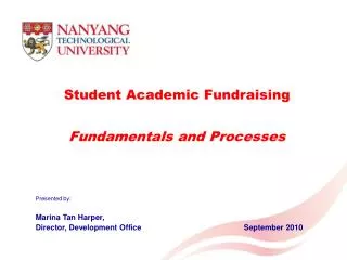 Student Academic Fundraising Fundamentals and Processes