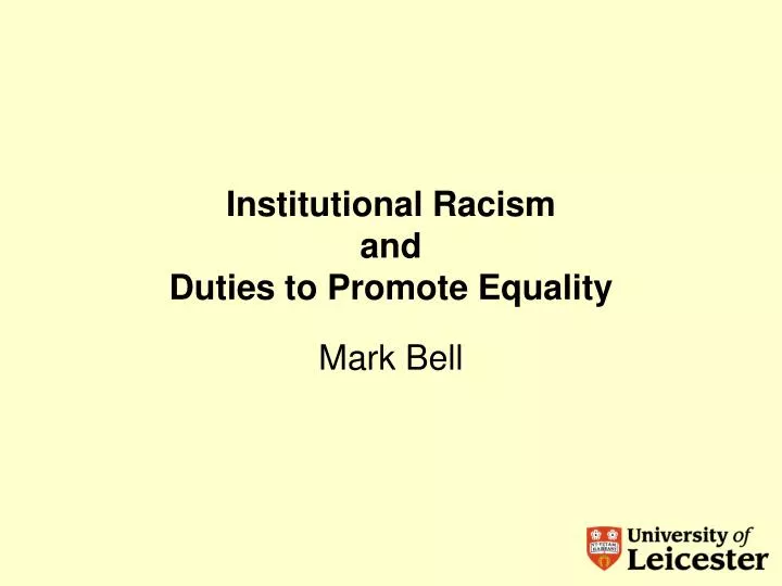 institutional racism and duties to promote equality