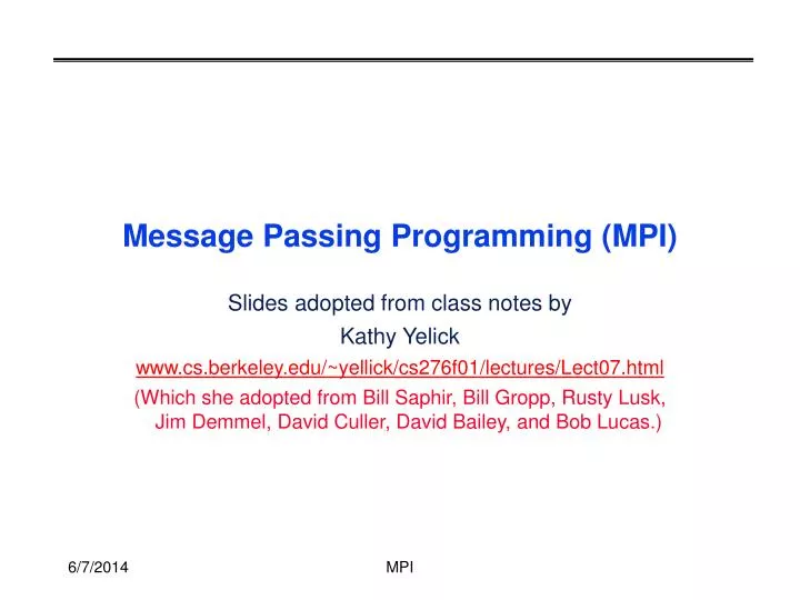 message passing programming mpi