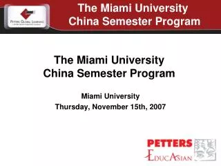 Miami University Thursday, November 15th, 2007