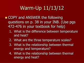 Warm-Up 11/13/12