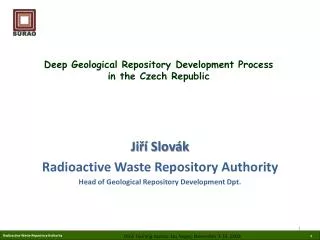 Deep Geological Repository Development Process in the Czech Republic