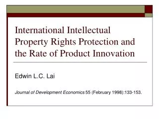 International Intellectual Property Rights Protection and the Rate of Product Innovation