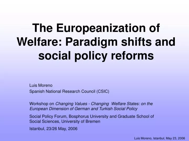 the europeanization of welfare paradigm shifts and social policy reforms