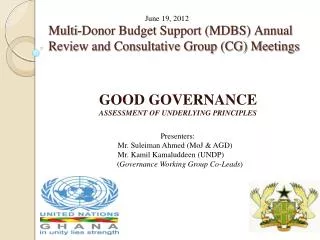 Multi-Donor Budget Support (MDBS) Annual Review and Consultative Group (CG) Meetings