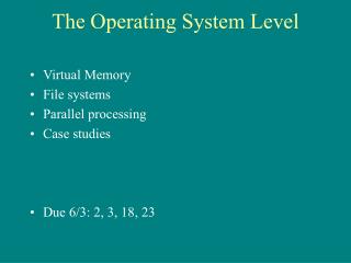 The Operating System Level