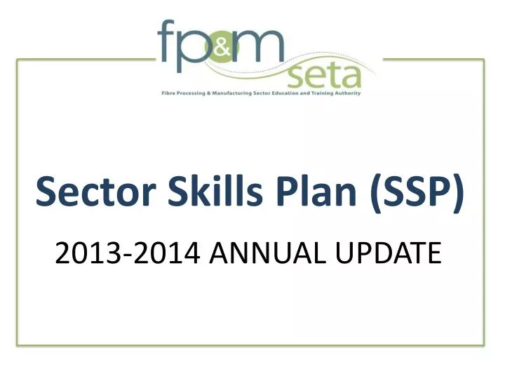sector skills plan ssp