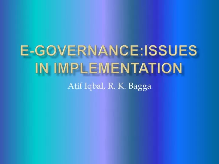 e governance issues in implementation