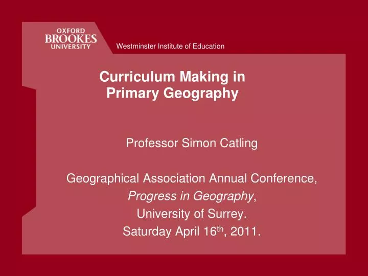 curriculum making in primary geography