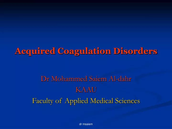 acquired coagulation disorders