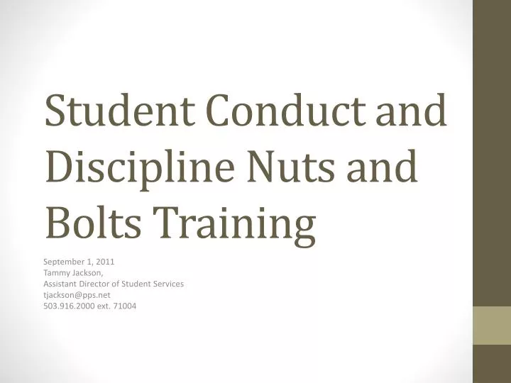 student conduct and discipline nuts and bolts training