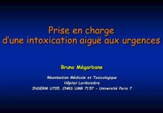 prise en charge d une intoxication aigu aux urgences