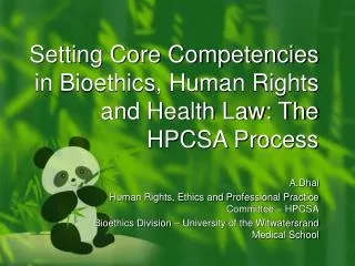 Setting Core Competencies in Bioethics, Human Rights and Health Law: The HPCSA Process