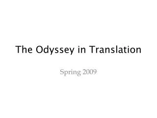 The Odyssey in Translation