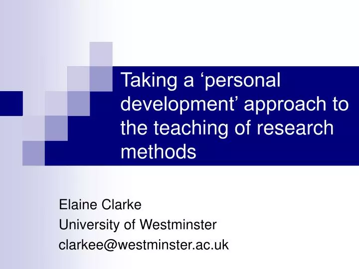 taking a personal development approach to the teaching of research methods
