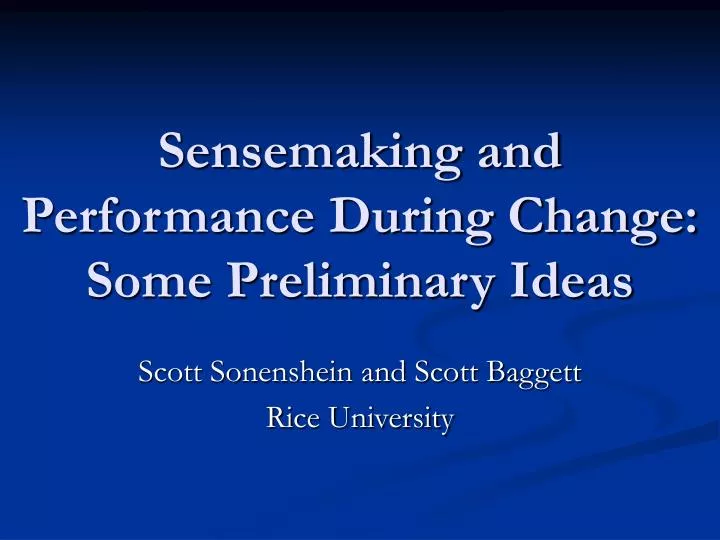 sensemaking and performance during change some preliminary ideas