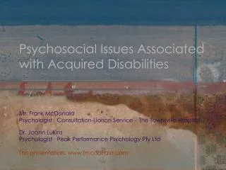 Psychosocial Issues Associated with Acquired Disabilities