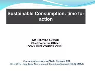 Sustainable Consumption: time for action