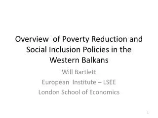 Overview of Poverty Reduction and Social Inclusion Policies in the Western Balkans