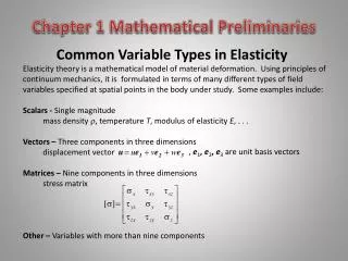 Common Variable Types in Elasticity