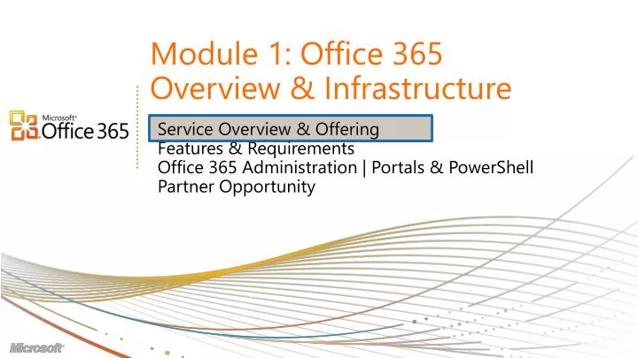 module 1 office 365 overview infrastructure