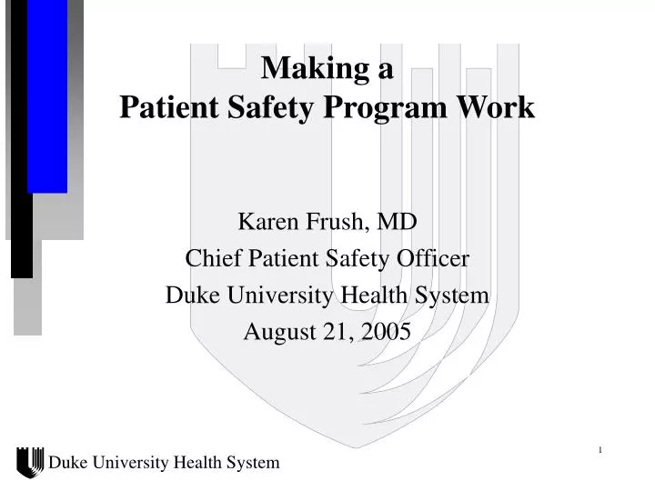 making a patient safety program work