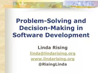 Problem-Solving and Decision-Making in Software Development
