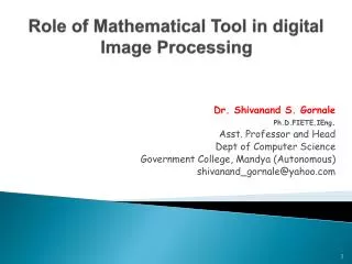 Role of Mathematical Tool in digital Image Processing