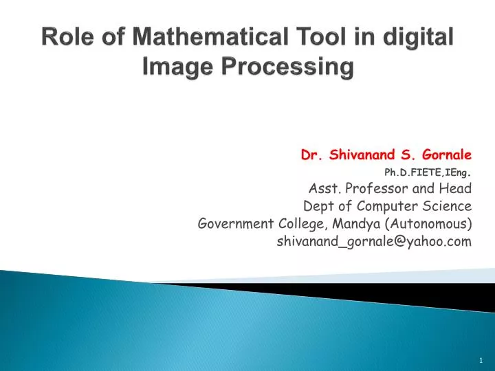 role of mathematical tool in digital image processing