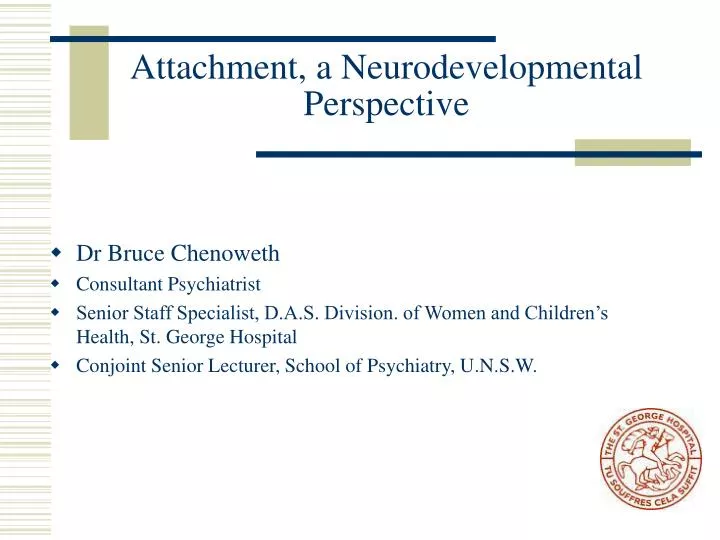 attachment a neurodevelopmental perspective