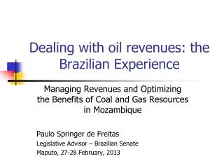 dealing with oil revenues the brazilian experience