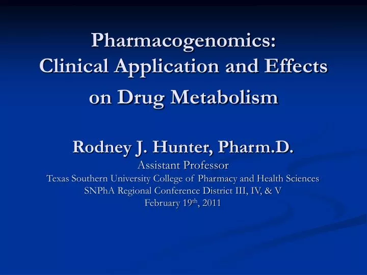pharmacogenomics clinical application and effects on drug metabolism