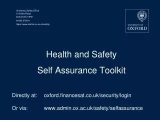 Health and Safety Self Assurance Toolkit