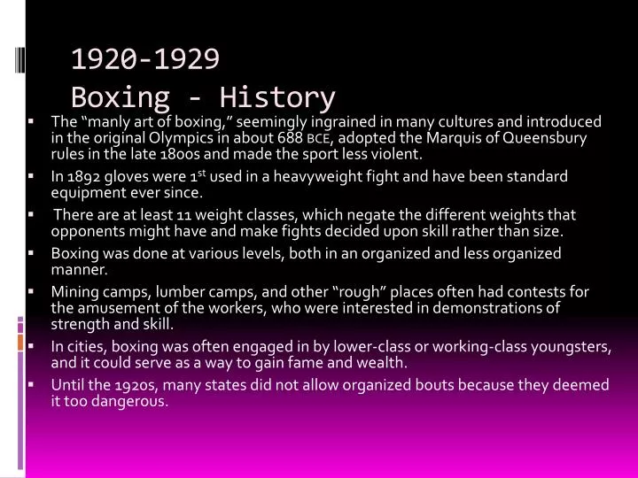 1920 1929 boxing history
