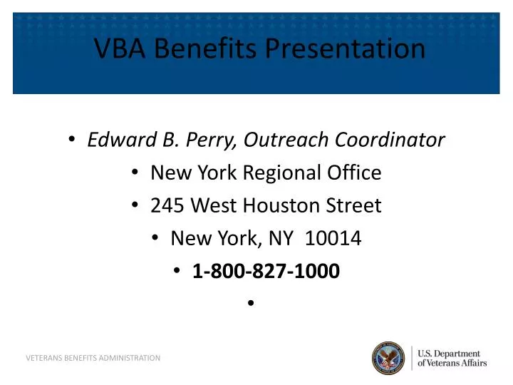 vba benefits presentation