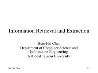 Information Retrieval and Extraction