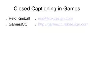 Closed Captioning in Games