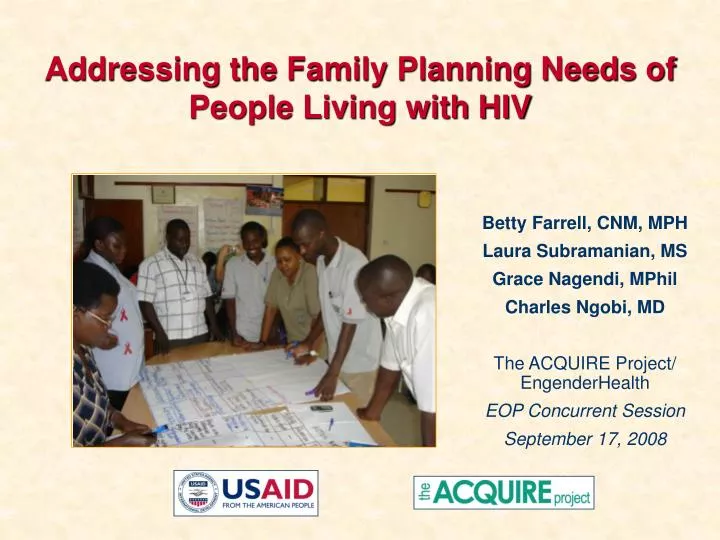 addressing the family planning needs of people living with hiv
