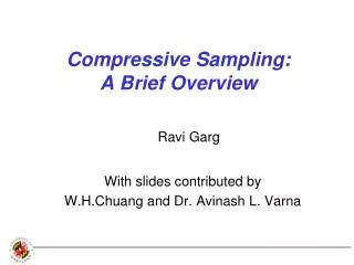 Compressive Sampling: A Brief Overview
