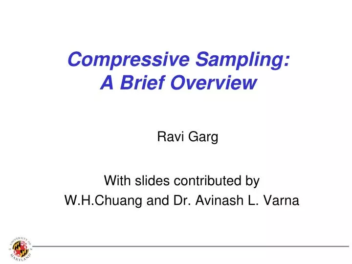 compressive sampling a brief overview
