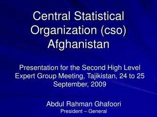 Central Statistical Organization ( cso ) Afghanistan