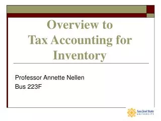 Overview to Tax Accounting for Inventory