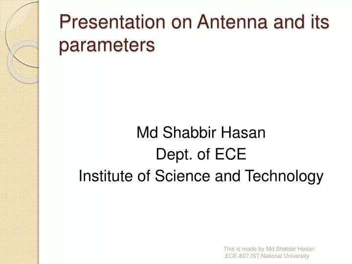 presentation on antenna and its parameters