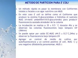 metodo de particion para e coli